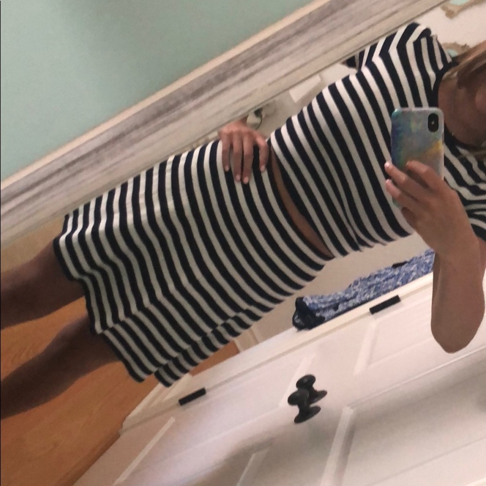 Striped skirt and shirt set!! Navy blue and white